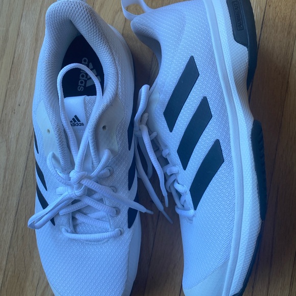 Like New Mens Addidas White Black Sneaker Shoes 9.5 - Picture 6 of 6